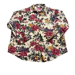 ✨🌼 Cabin Creek Floral Corduroy Button-Down Shirt‎ XL Vintage Cottagecore 🌼✨